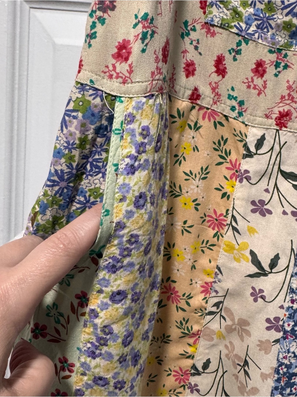 Blue Sky Patchwork Floral Overalls Shorts - Picture 5 of 13